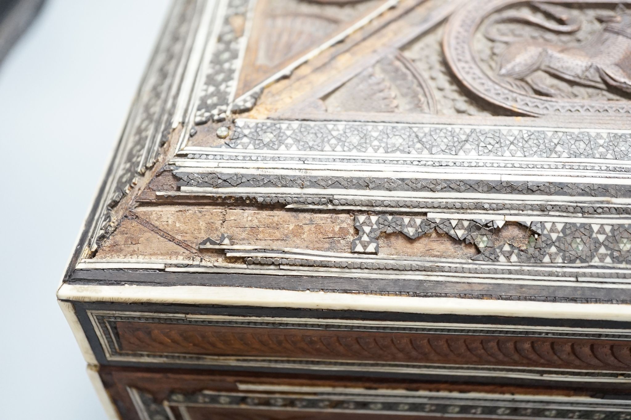 A 19th century South Indian sandalwood sewing box, 44cms wide x 30 deep.
